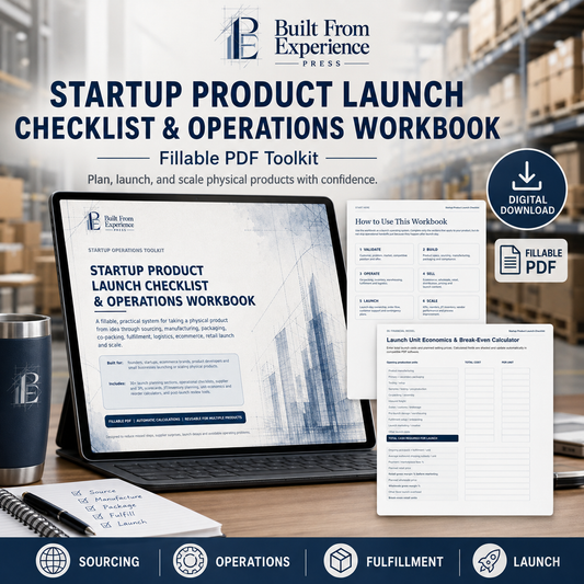 Startup Product Launch Checklist & Operations Workbook | Fillable PDF